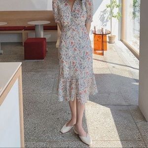 🪴 Kpop Korean cute floral sexy flirty midi dress